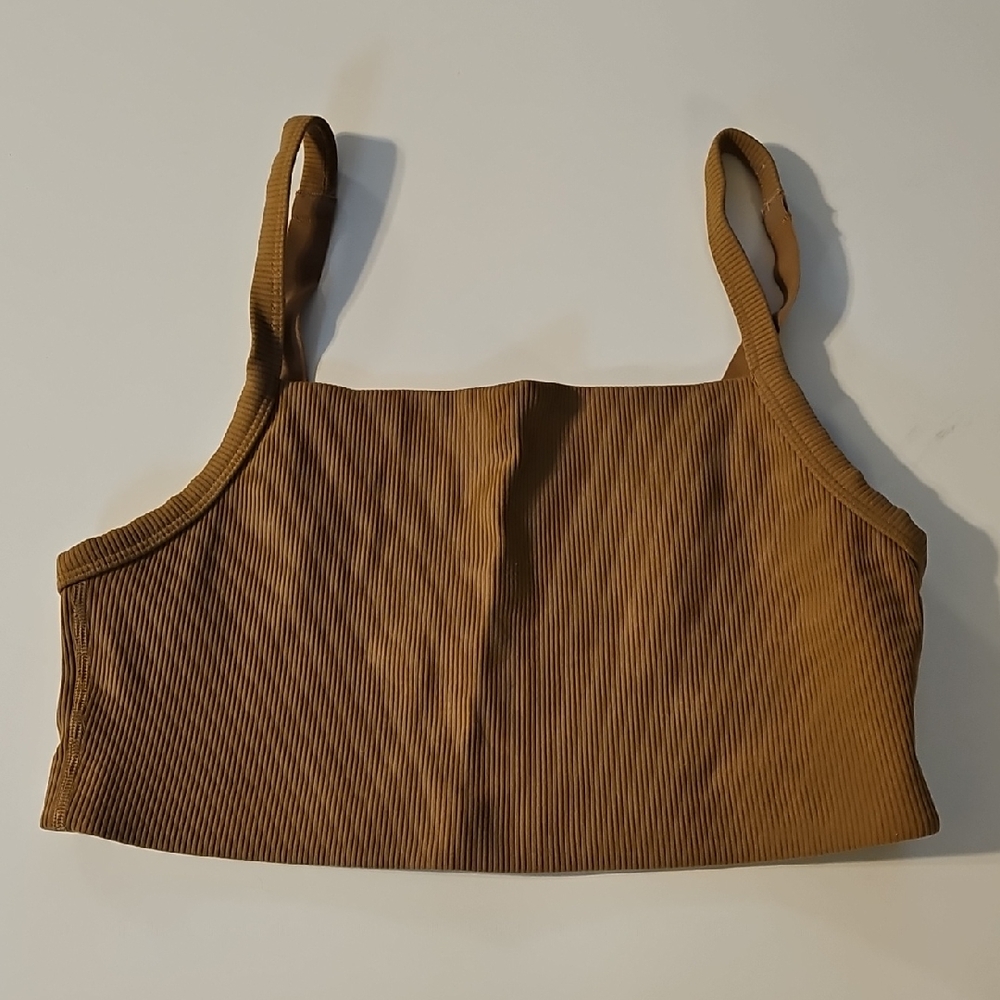 Aerie Tan Ribbed Crop Top